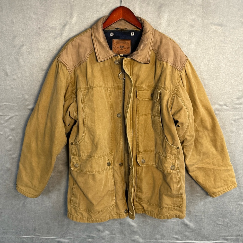 Hunt Club Vtg Men’s M Heavy Duty Barn Chore Jacket Blanket Lined Leather Trim